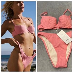 NWT, Free People x Peony SET balconette panel top and hi line bottoms, Medium